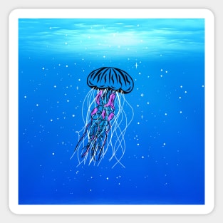 Glowing Jellyfish Galaxy Underwater Sticker